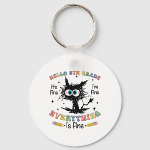 Schwarze Katze Hallo 8. Klasse Es ist in Ordnung M Schlüsselanhänger