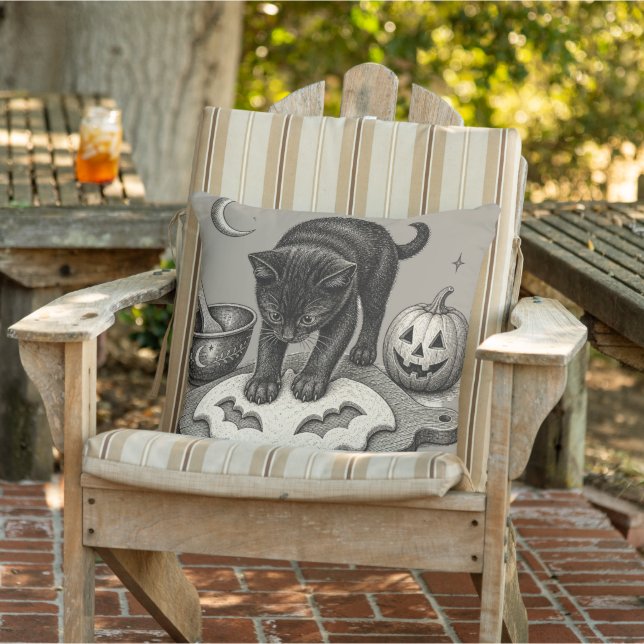 Schwarze Katze Halloween Backen Kissen (Stuhl )