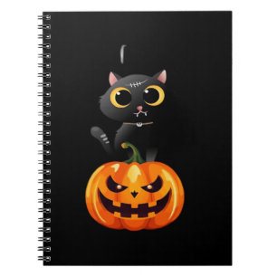 Schwarze Katze Halloween-Design � Gruselige Kürbis Notizblock
