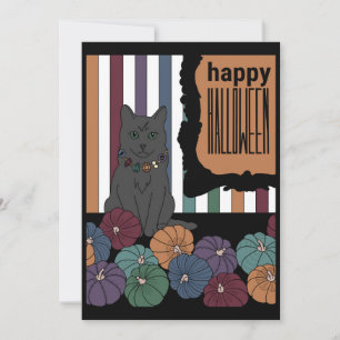 Schwarze Katze Halloween Einladung