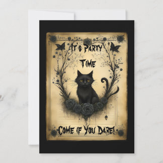 Schwarze Katze Halloween-Einladung Einladung