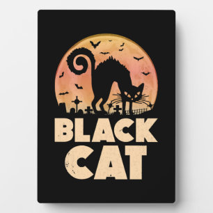 Schwarze Katze Halloween Fotoplatte