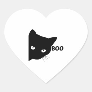 Schwarze Katze, Halloween-Geschenkkatzen Herz-Aufkleber