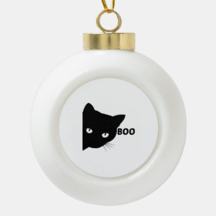Schwarze Katze, Halloween-Geschenkkatzen Keramik Kugel-Ornament