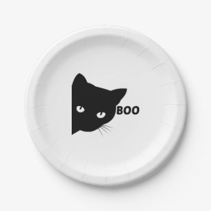 Schwarze Katze, Halloween-Geschenkkatzen Pappteller
