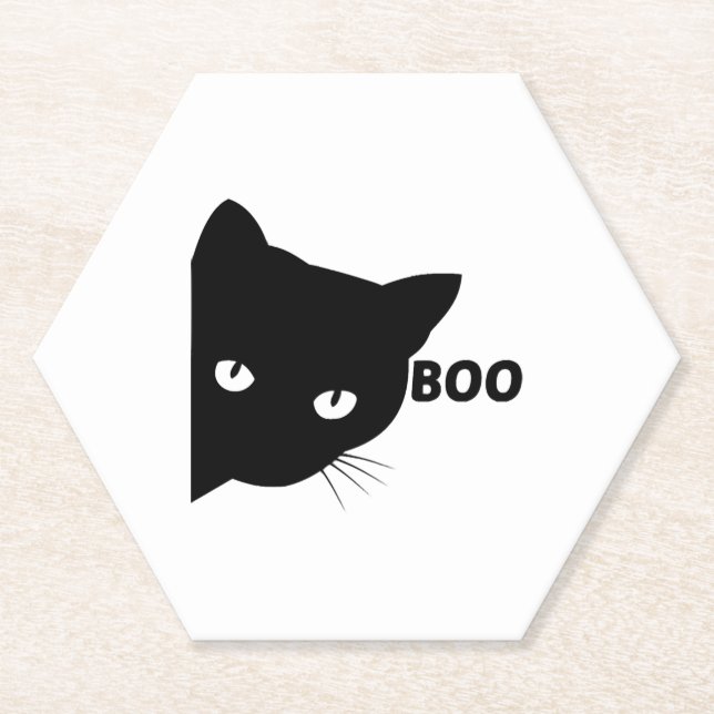 Schwarze Katze, Halloween-Geschenkkatzen Untersetzer (Vorderseite)