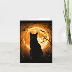 Schwarze Katze Halloween Gruseliger Mond Katzenlie Karte
