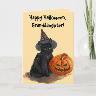 SCHWARZE KATZE HALLOWEEN KARTE FÜR GRANDAUGHTER