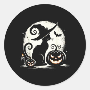 Schwarze Katze Halloween Katzenliebhaber Runder Aufkleber