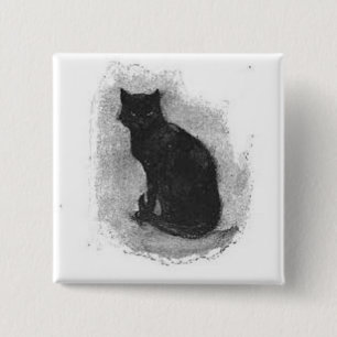 Schwarze Katze Halloween Knopf Button