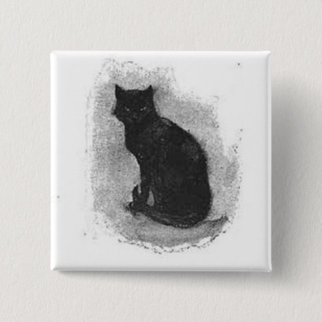 Schwarze Katze Halloween Knopf Button (Vorderseite)