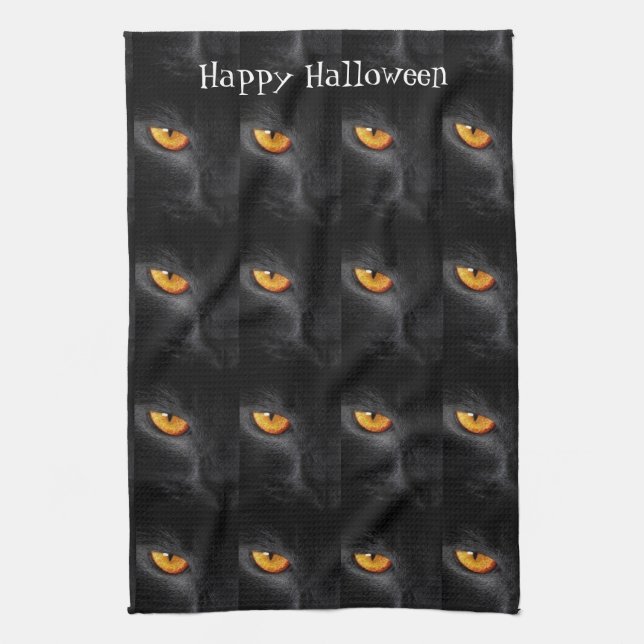 Schwarze Katze 🙀 Halloween 🎃 Küchentuch (Vertikal)