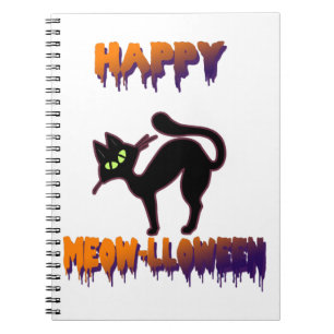 Schwarze Katze Halloween Kürbis Halloween Notizblock