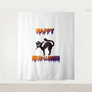 Schwarze Katze Halloween-Kürbis Halloween Wandteppich