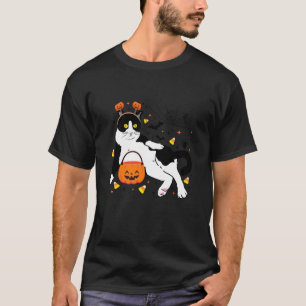 Schwarze Katze Halloween Kürbis Smoking-Katze Lust T-Shirt