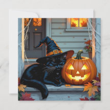 Schwarze Katze Halloween-Kürbisschnitzparty