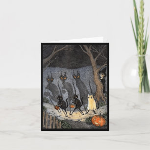 Schwarze Katze Halloween Männer Frauen Karte
