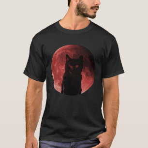 Schwarze Katze Halloween Mond Schwarze Katze Tag K T-Shirt