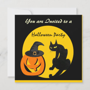 SCHWARZE KATZE HALLOWEEN-PARTY EINLADUNG