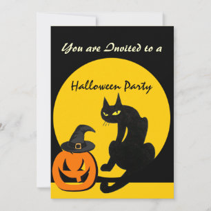 SCHWARZE KATZE HALLOWEEN-PARTY EINLADUNG