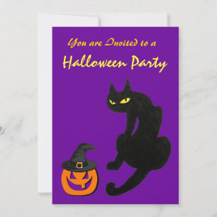 SCHWARZE KATZE HALLOWEEN-PARTY EINLADUNG