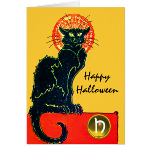 SCHWARZE KATZE HALLOWEEN-PARTY-MONOGRAMM