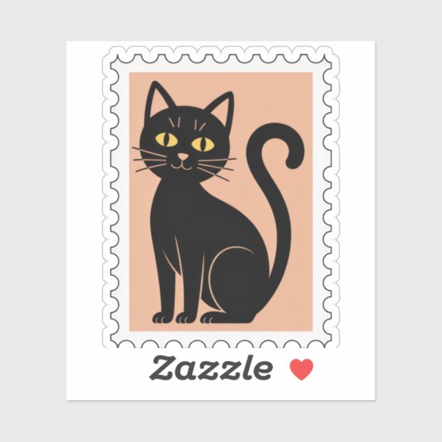 Schwarze Katze Halloween-Poststempel Aufkleber (Blatt)