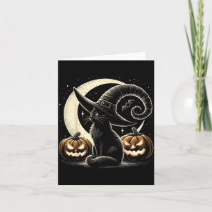 Schwarze Katze Halloween Retro Kürbis Kostüm Katze Karte