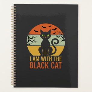 Schwarze Katze Halloween Retro-Sonnenuntergangs-De Planer