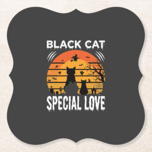 Schwarze Katze Halloween-Sonderliebe Gothic-Design Untersetzer
