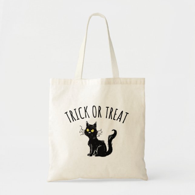 Schwarze Katze Halloween Tasche (Vorne)