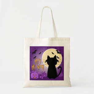 Schwarze Katze Halloween Tragetasche