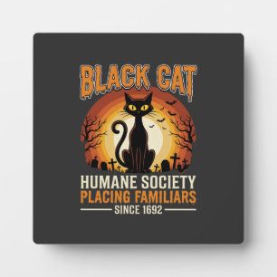 Schwarze Katze Halloween Vertrauter Vintage-Friedh Fotoplatte