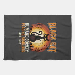 Schwarze Katze Halloween Vertrauter Vintage-Friedh Geschirrtuch