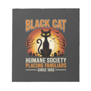 Schwarze Katze Halloween Vertrauter Vintage-Friedh Notizblock