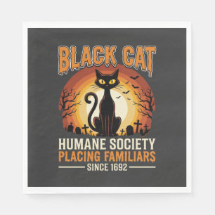 Schwarze Katze Halloween Vertrauter Vintage-Friedh Serviette