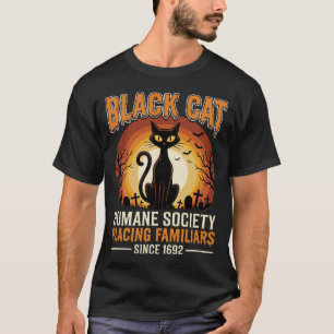 Schwarze Katze Halloween Vertrauter Vintage-Friedh T-Shirt