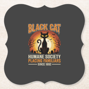 Schwarze Katze Halloween Vertrauter Vintage-Friedh Untersetzer