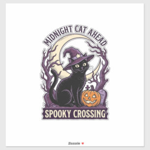 Schwarze Katze Halloween Vintage Gravur Kürbis Kat Aufkleber