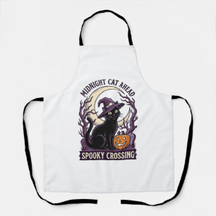 Schwarze Katze Halloween Vintage Gravur Kürbis Kat Schürze