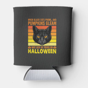Schwarze Katze Halloween Vintage-Kürbis-Grafik Dosenkühler