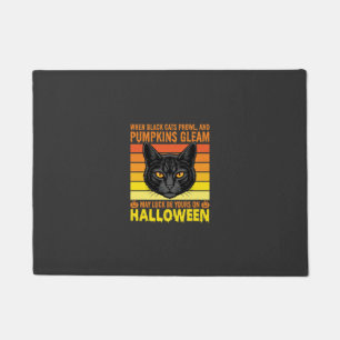 Schwarze Katze Halloween Vintage-Kürbis-Grafik Fußmatte