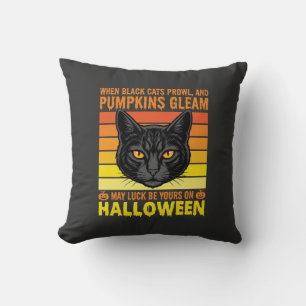 Schwarze Katze Halloween Vintage-Kürbis-Grafik Kissen