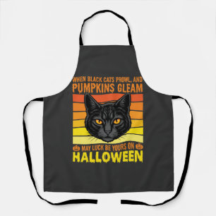 Schwarze Katze Halloween Vintage-Kürbis-Grafik Schürze