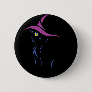 Schwarze Katze Halloweens Button