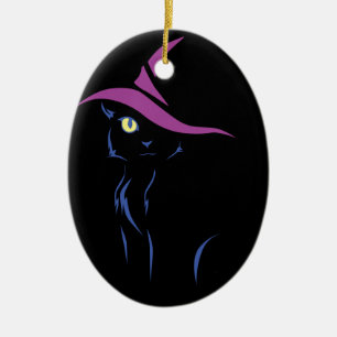 Schwarze Katze Halloweens Keramik Ornament