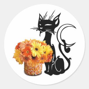Schwarze Katze Halloweens Runder Aufkleber