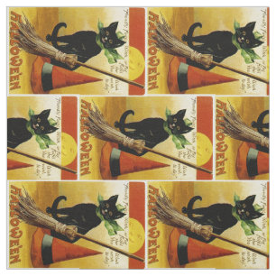 Schwarze Katze Halloweens Stoff