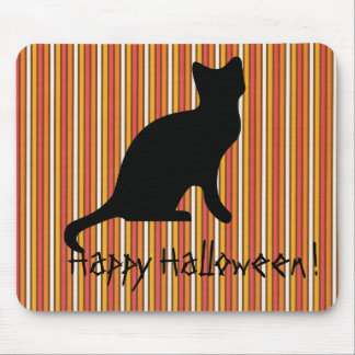 Schwarze Katze Halloweens Streifen Mousepad