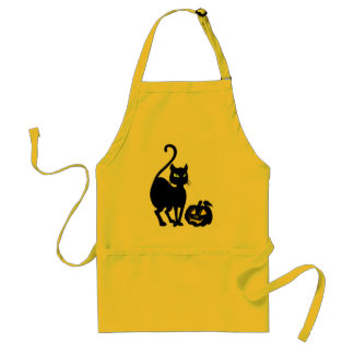 Schwarze Katze Halloweens u. Schürze